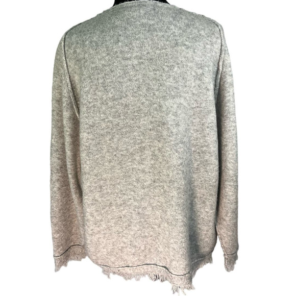 Free People Deep V-Neck Oversized Sweater Wool Linen Blend Size XS - Picture 3 of 9